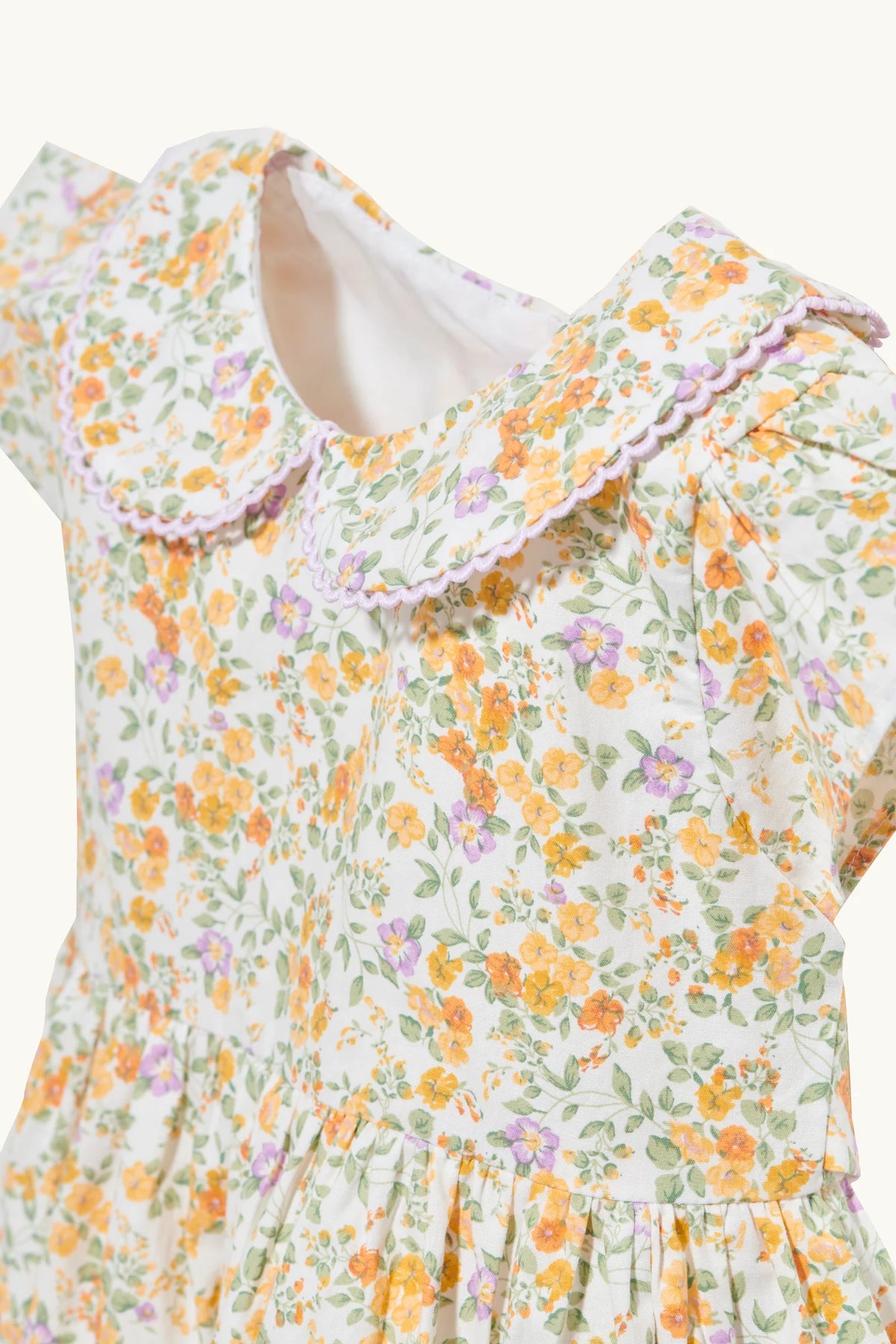 Capucine dress in Honey Yellow fine floral cotton lawn