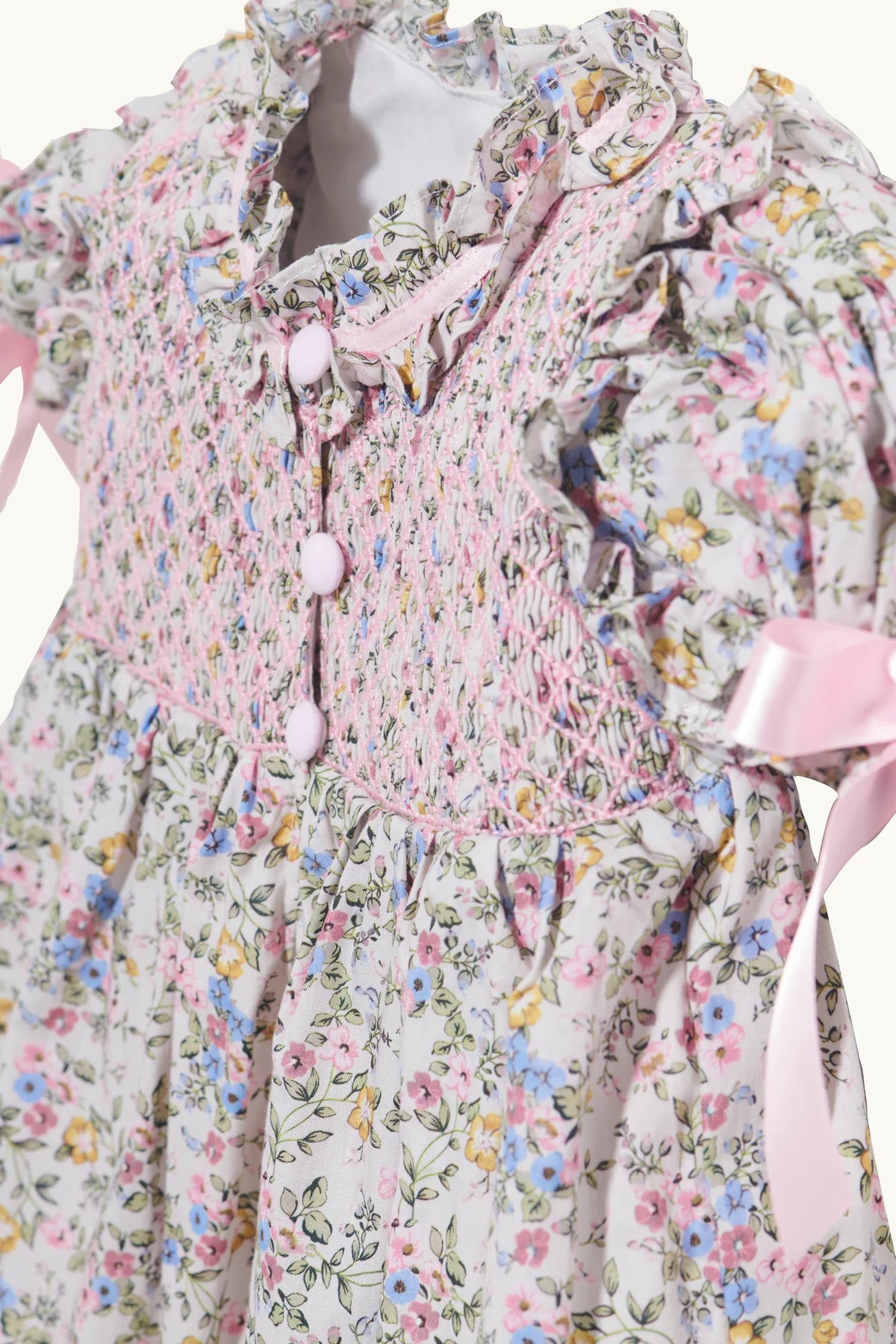 Iris dress in Blush Pink hand-smocked cotton lawn