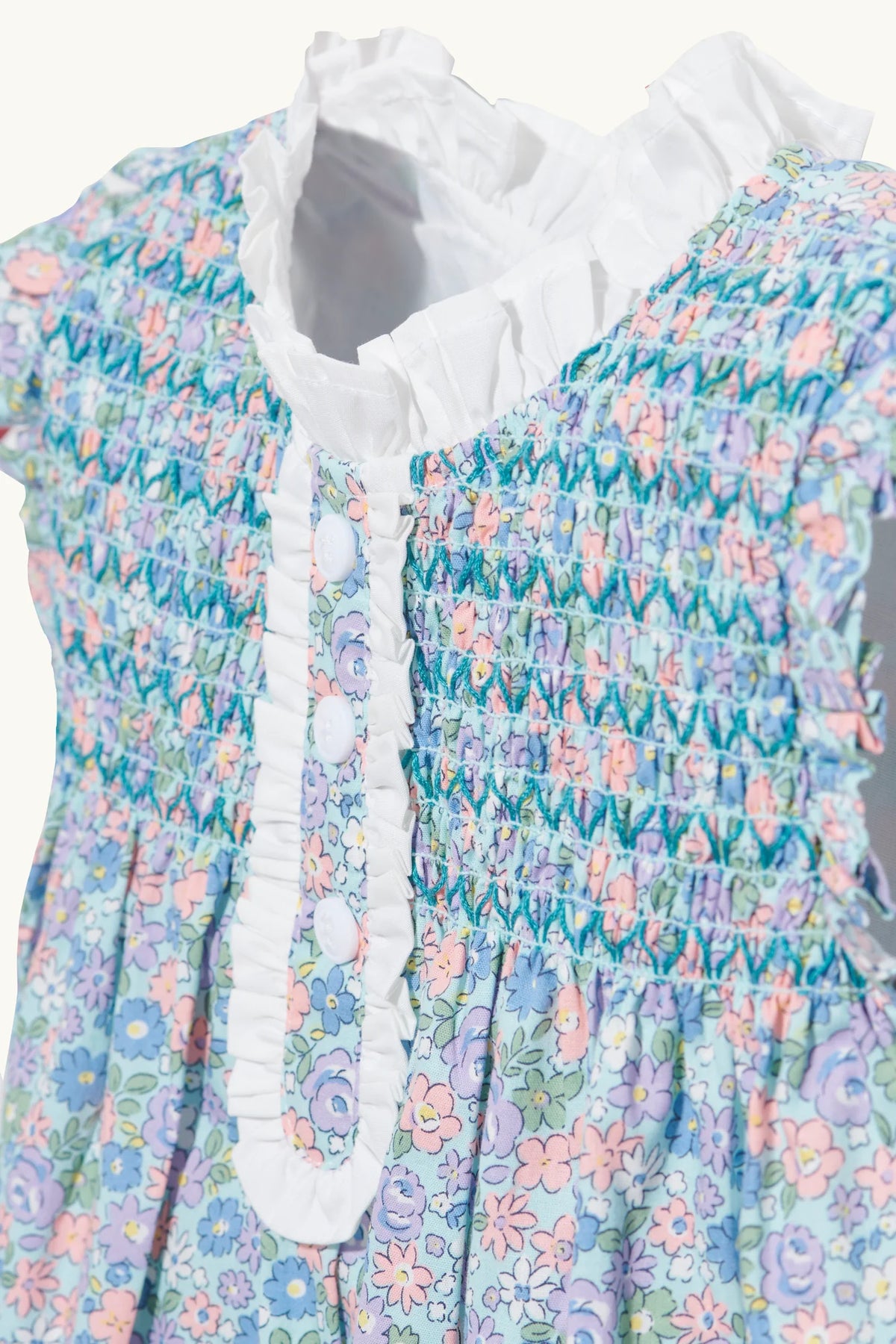 Pivoine dress in Sky Blue fine floral cotton lawn