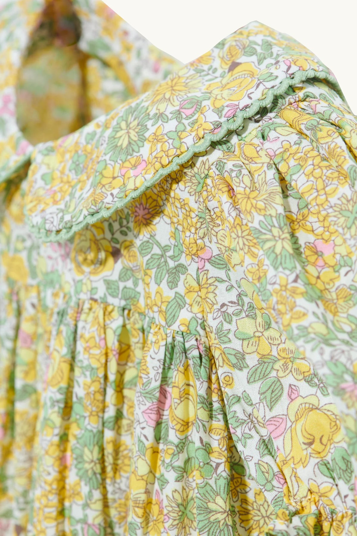 Azur dress in Honey Yellow fine floral cotton lawn